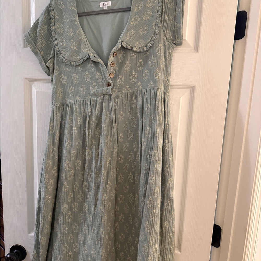 DAHL Willow Dress - Sage -  Floral Button-Front Midi Dress - Picture 2 of 3